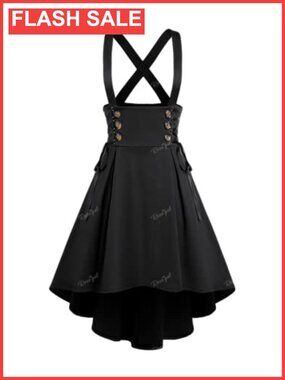 Plus Size Gothic Mini Skirt A-Line High Rise Pleated Polyester